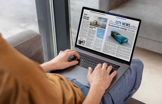 Reading the news in a digital magazine